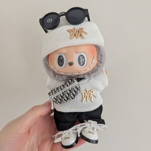 Exciting Macaron Sesame Bean Labubu with Luxury Outfit